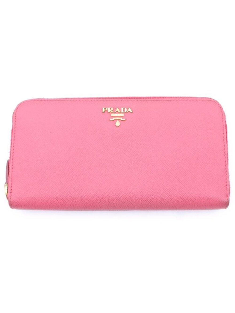 Prada Saffiano Round Zip Wallet Pink